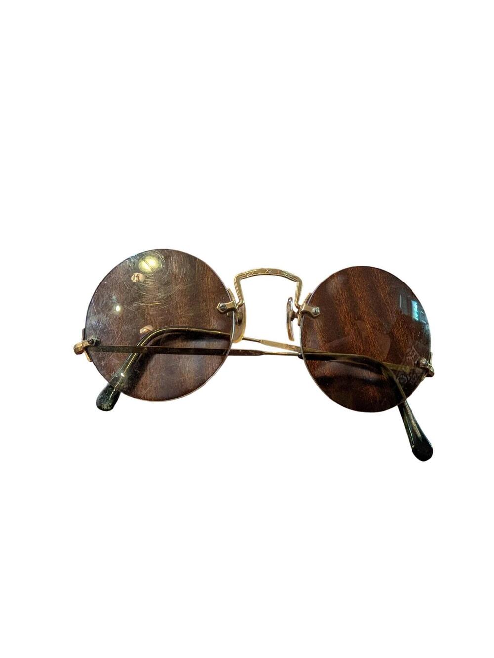Vintage Rare A. Sutain Gold-Filled Rimless Sunglasses John Lennon